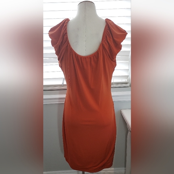 Allen B Rich Orange Sleeveless Scoop Neck Stretch Dress NWT - Picture 4 of 9